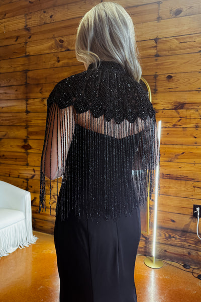 Lipan Beaded Fringe Topper (Black)