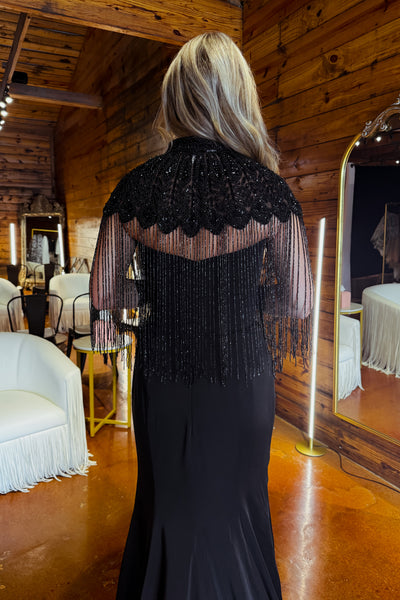 Lipan Beaded Fringe Topper (Black)